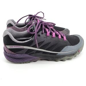 Merrell All Out Charge Black Wild Plum Trail Running Shoes Womens 8.5 J32532